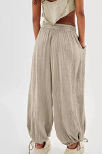 Loose Fit Gauze Pants with Drawstring Waist