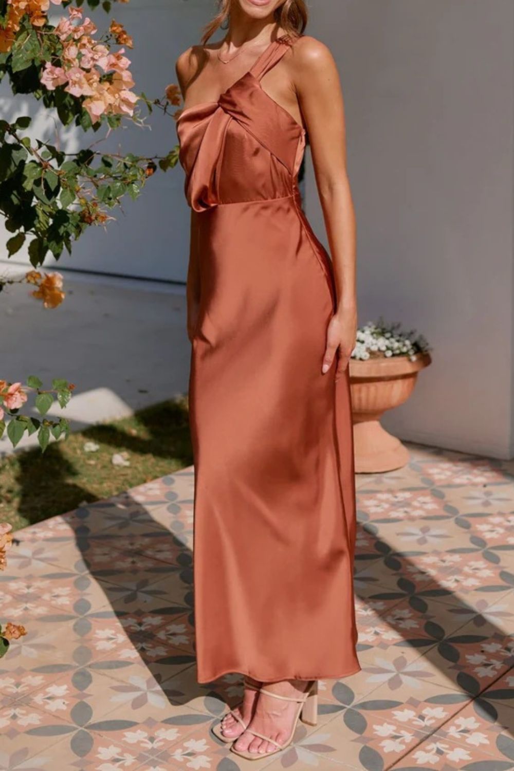 One Shoulder Sleeveless Maxi Dress - Ladyez