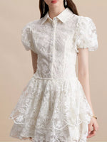 Lace Puff Sleeve Mini Dress