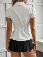 Elegant Ruffle Sleeve Button-Down Shirt