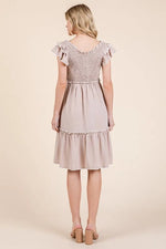 Lime 'N' Chili Ruffle Trim Smocked Dress with Contrast
