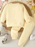 Children's Letter Round Neck Top and Pants Set