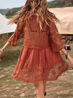 Lace Detail Plunge Cover-Up Dress - Ladyez