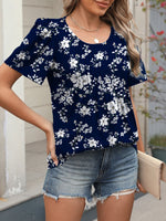 Floral Print Short Sleeve Blouse