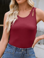 Cutout Round Neck Tank - Ladyez