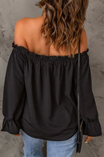 Frill Off-Shoulder Flounce Sleeve Blouse - Ladyez