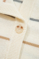 Striped V-Neck Button-Up Cardigan