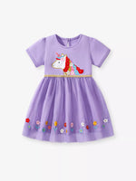 Children's Unicorn Short Sleeve Tulle Dress