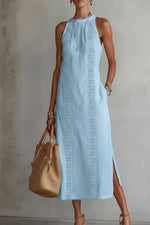 Sleeveless Side Slit Dress with Pockets