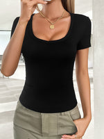 Devine Scoop Neck Short Sleeve T-Shirt - Ladyez