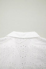 Solid Color Eyelet Embroidered T Shirt Mini Dress