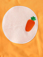 Children's Carrot Embroidered Round Neck One-Piece & Hat Set