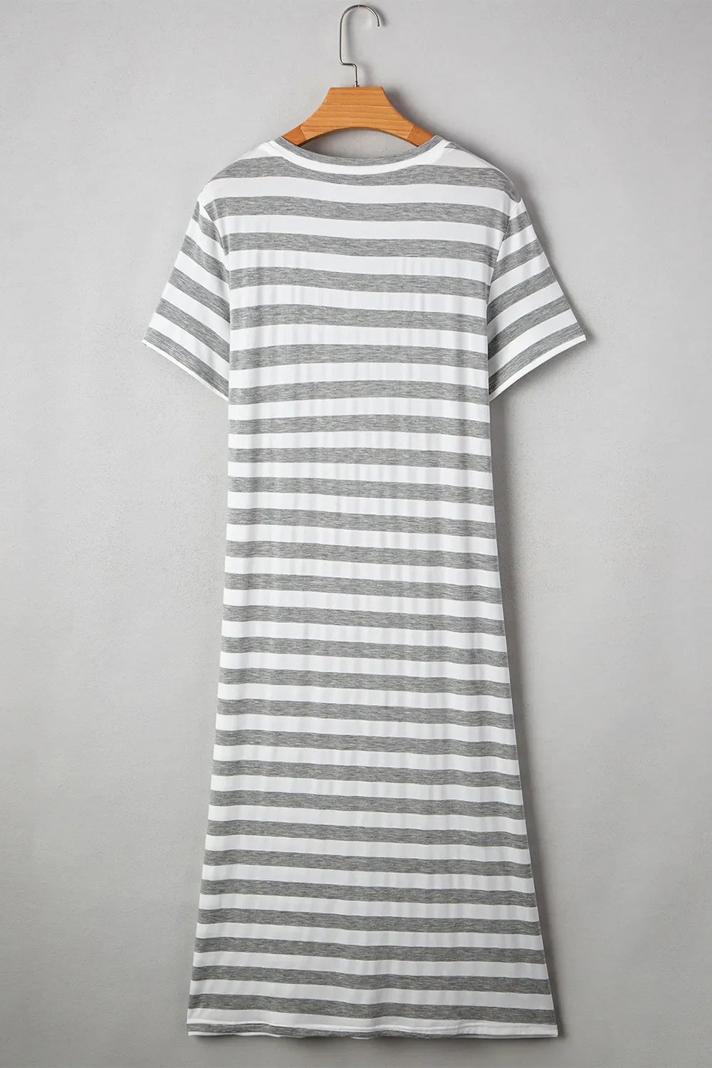 Casual Striped V-Neck Midi T-Shirt Dress