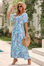 Multicolored V-Neck Maxi Dress - Ladyez