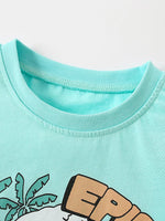 Children's Dinosaur Surfing Adventure Graphic T-Shirt and Shorts Set