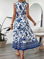 Floral Print Sleeveless V-neck Midi Dress