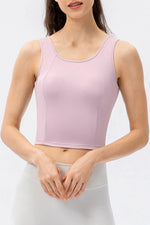 Round Neck Wide Strap Active Tank - Ladyez