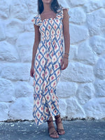 Smocked Ruffle Sleeve Maxi Dress