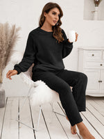 Ivy Lane Teddy Long Sleeve Top and Pants Lounge Set - Ladyez