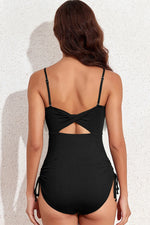 Drawstring Spaghetti Strap One-Piece Swimwear - Ladyez