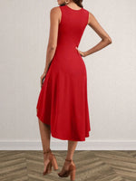 Ruched Round Neck Sleeveless Dress - Ladyez