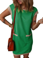 Round Neck Cap Sleeve Mini Dress