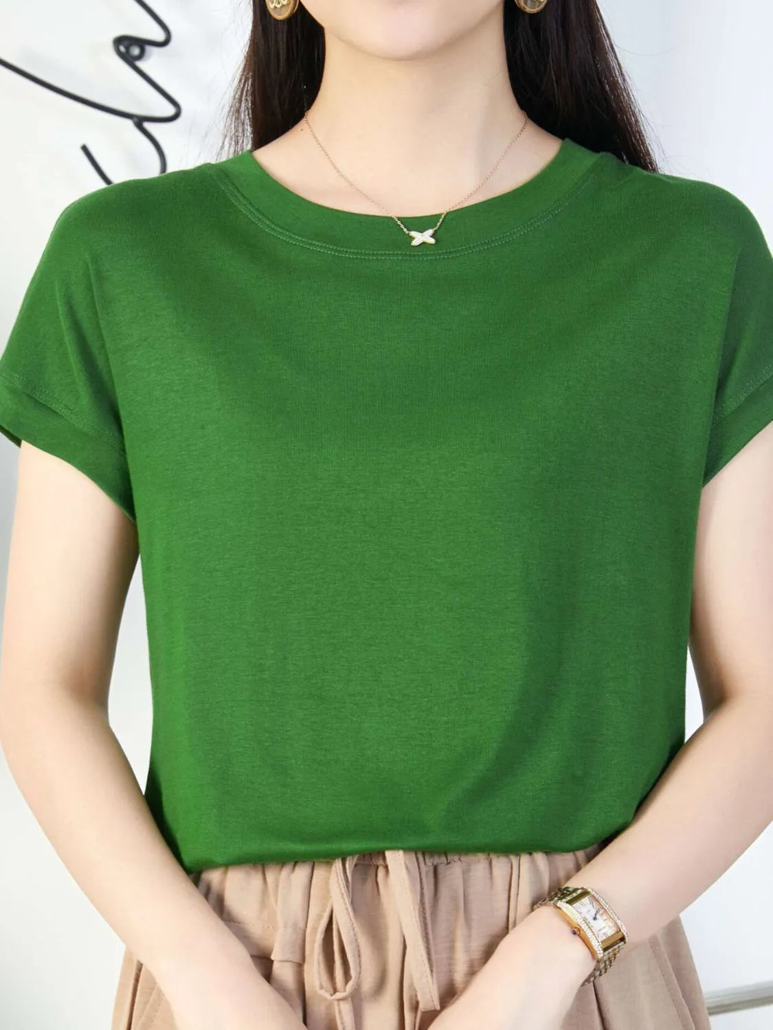 Plus Size Round Neck Short Sleeve T-Shirt
