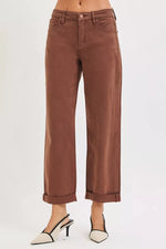 RISEN Full Size Tummy Control Mid Rise Ankle Barrel Baggy Plus Size