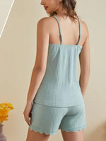 Ribbed Scoop Neck Top and Shorts Lounge Set - Ladyez