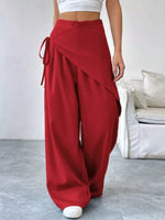 Wrap-Front Wide-Leg Pants