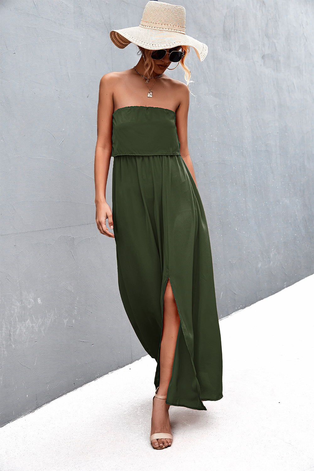 Strapless Split Maxi Dress - Ladyez