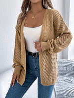 Openwork Open-Front Long Sleeve Cardigan