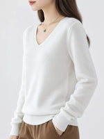 V-Neck Solid Color Sweater