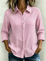 Full Size Plaid Collared Neck Button Up Shirt Plus Size