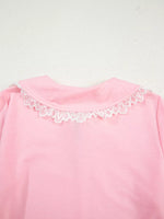 Peter Pan Lace Embellished Neck Sweatshirt and Skirt Two Piece Set