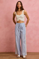SO ME Wide CheckPants With Side Lace Trim And Piping