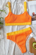 Color Block Scoop Neck Bikini Set - Ladyez