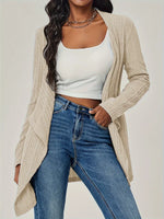 Ribbed Knit Open Front Cardigan