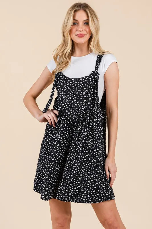 BOMBOM Floral Print Overalls with Pockets - Ladyez