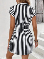 Striped Tie Waist Mini Dress