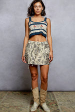 POL Floral Embroidered Cropped Crochet Cami with Scalloped Hem
