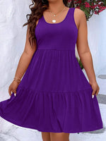 Plus Size Tiered Scoop Neck Tank Dress - Ladyez