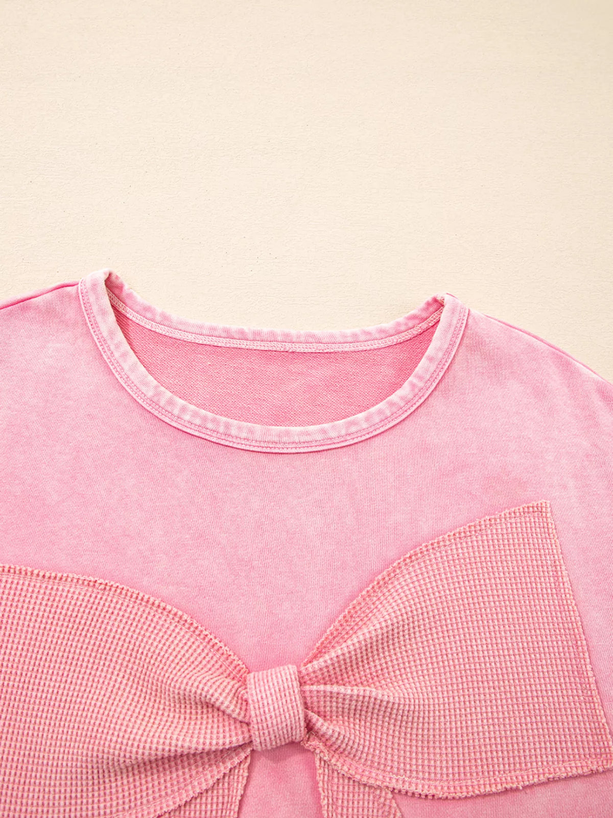 Mineral Wash Bow Patchwork Sweatshirt