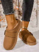 Cozy Buckle Suede Winter Slippers - Ladyez