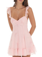 Floral Sweetheart Ruffled Cami Mini Dress - Ladyez