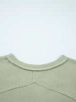 Exposed Seam Waffle Striped Patchwork Baggy Blouse