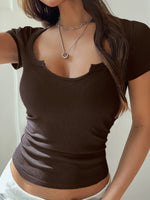 Devine Solid Color Short Sleeve T-Shirt - Ladyez