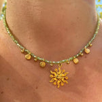 14K Gold-Plated Bead Sun Pendant Necklace