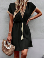 V-Neck Short Sleeve Mini Dress