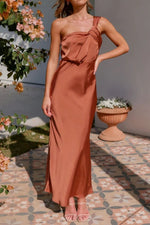 One Shoulder Sleeveless Maxi Dress - Ladyez